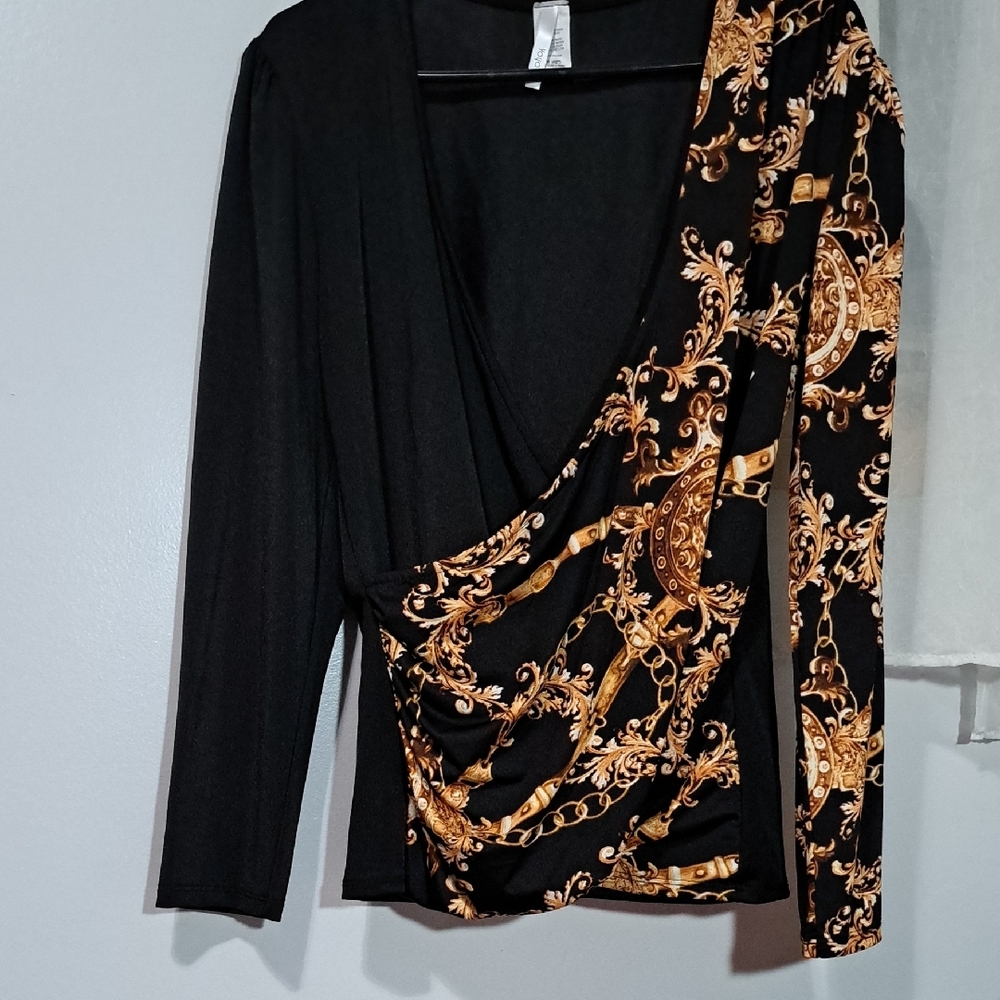 Elegant Black and Gold Women's Top